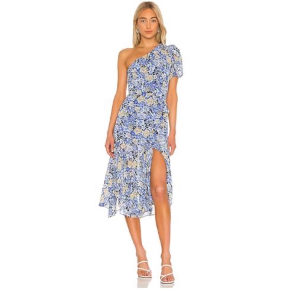 Blue one shoulder dress